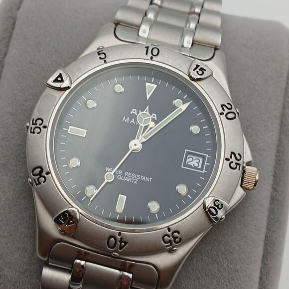 AVIA MARINER Watch QUARTZ BLACK DIAL 167602 JAPAN MEN\'S New Battery Vtg main image 5